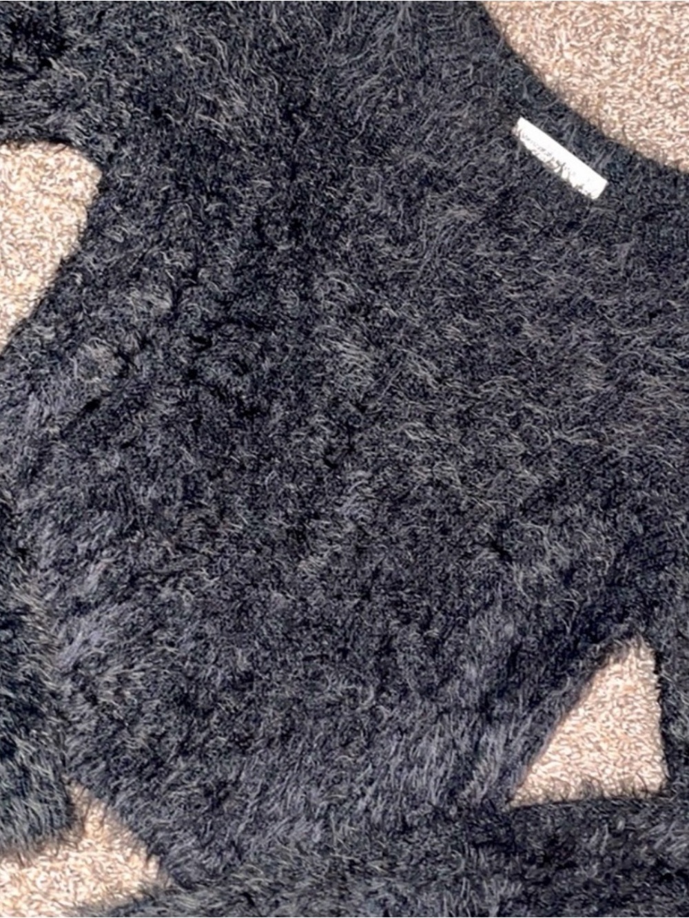 Abercrombie & Fitch Black Fuzzy Crewneck Sweater